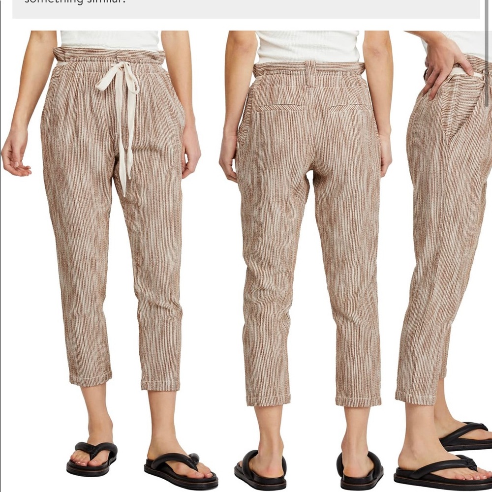 Free People Blue Striped Crop Pants